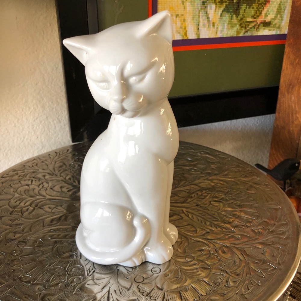 Siamese Cat Lovers Kitten Ceramic White Figurine